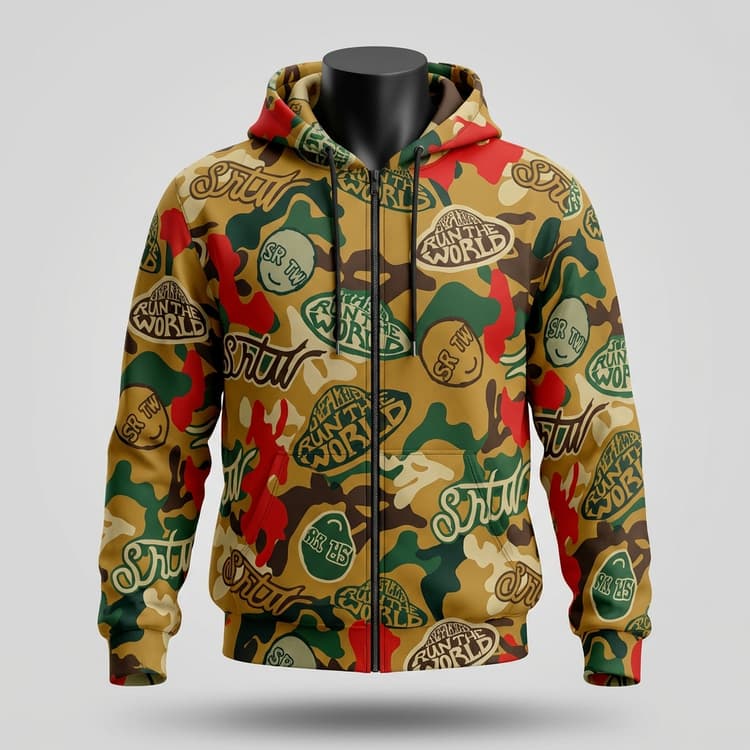 SRTW Camo Zip Hoodie